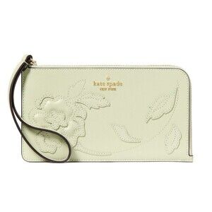 New Kate Spade Lucy Floral Applique Medium L-zip Wristlet Sage Bundle
